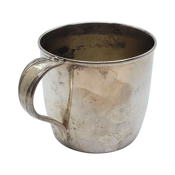 Vintage 1847 Rogers Bros Daffodil Silverplate Baby Cup Floral Handle USA 3" Tall - Picture 3 of 14